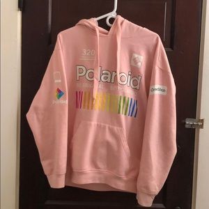 Polaroid - Pink branded hoodie w/ rainbow (Large)